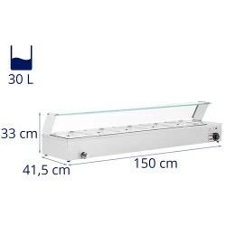 Royal Catering Bain Marie vesikylpylämmitin 2 000 W, 5 GN 1/2 -astiaa, poistoventtiili ja lasisuoja