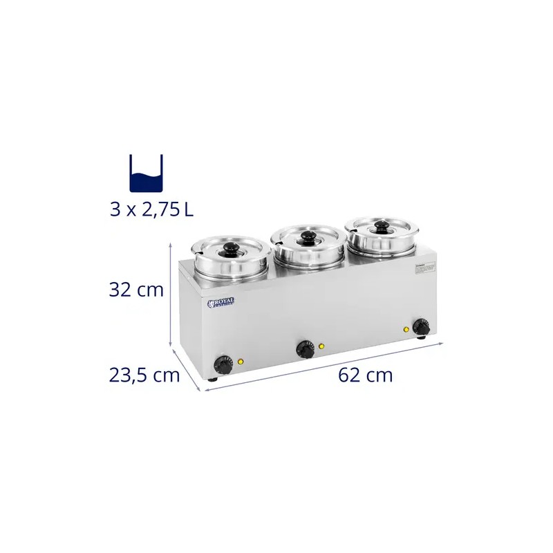 Royal Catering RCBM-3/4R Keittostation 3 x 2,75 l 450 W