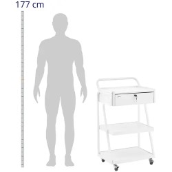 physa Kosmetiikkavaunu, 3 hyllyä ja 1 lukittava vetolaatikko, valkoinen, max 80 kg