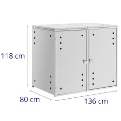 Jäteastialaatikko 2 x 240 l ruostumaton teräs