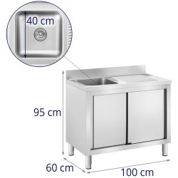 Royal Catering RC-IKS11 tiskiallaskaappi ruostumaton teräs 100 x 60 cm