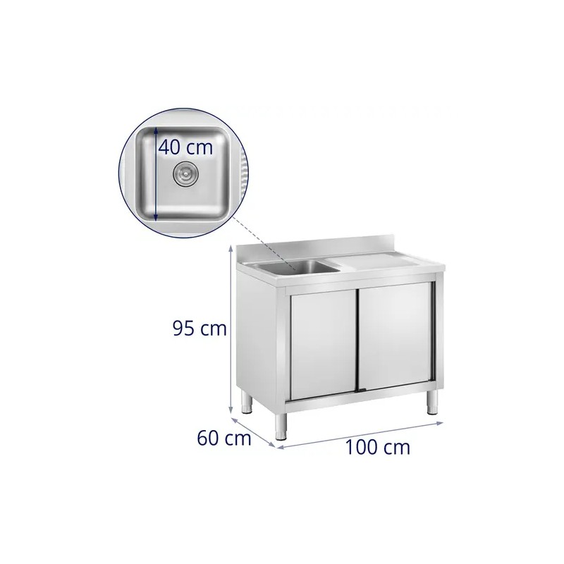 Royal Catering RC-IKS11 tiskiallaskaappi ruostumaton teräs 100 x 60 cm