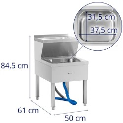 Royal Catering Käsienpesu- ja tyhjennysallas, 88 cm, ruostumaton teräs