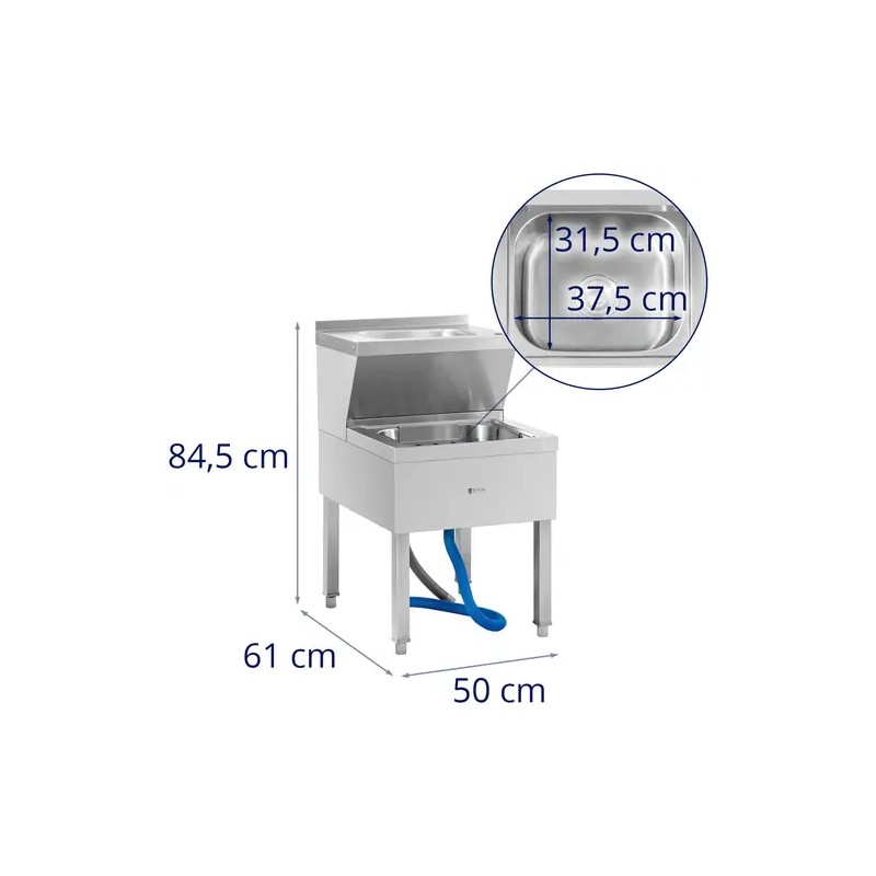 Royal Catering Käsienpesu- ja tyhjennysallas, 88 cm, ruostumaton teräs