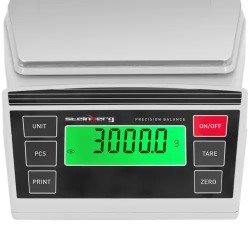 Digitaalinen tarkkuusvaaka 2–3000 g, tarkkuus 0,1 g, 196 x 160 mm