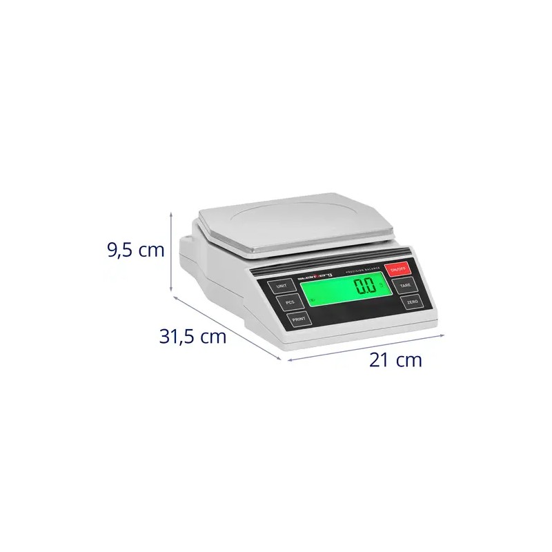 Digitaalinen tarkkuusvaaka 2–3000 g, tarkkuus 0,1 g, 196 x 160 mm