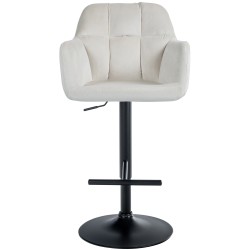 Säädettävä samettinen baarijakkara käsinojilla ja jalkatuella