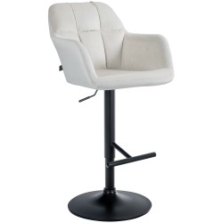 Säädettävä samettinen baarijakkara käsinojilla ja jalkatuella