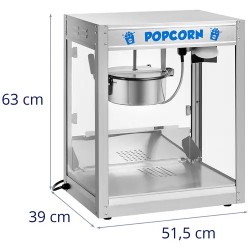 Royal Catering Popcorn-kone 1350 W 5 kg/h ruostumaton teräs hopea