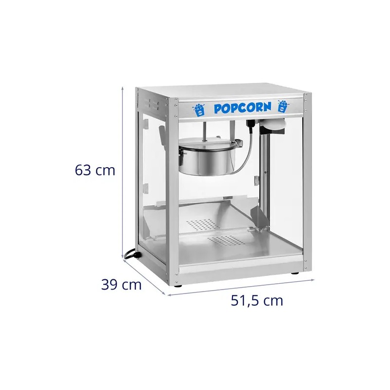 Royal Catering Popcorn-kone 1350 W 5 kg/h ruostumaton teräs hopea