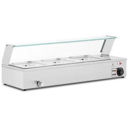 Royal Catering Bain Marie vesikylpylämmitin 2 000 W 3 x GN 1 2 lasisuojalla ja poistoventtiilillä