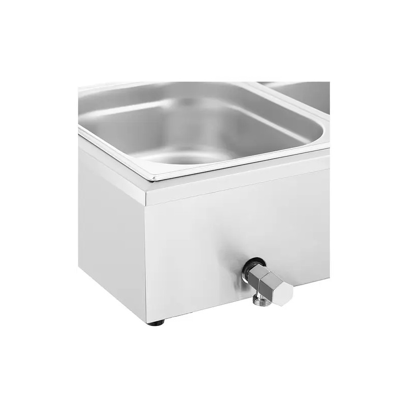 Royal Catering Bain Marie vesikylpylämmitin 2 000 W, 3 x GN 1/2, lasisuojalla ja poistoventtiilillä