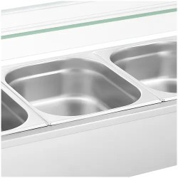 Royal Catering Bain Marie vesikylpylämmitin 2 000 W, 3 x GN 1/2, lasisuojalla ja poistoventtiilillä