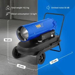Diesel-lämmityskanone kuljetusvaunulla 20 kW 19 l