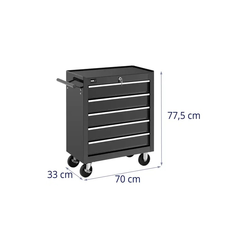 MSW MSW-WWG-12 työkaluvaunu 5 vetolaatikkoa 50 kg kantavuus lukittava