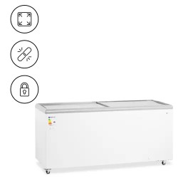 Royal Catering pakastin 550 l lasiovilla ja lukituksella