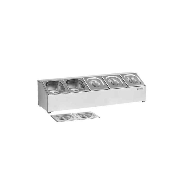 Royal Catering RCPN 5 GN-ylähylly 5 kpl GN 1/6 -astioilla ja kansilla