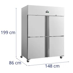 Gastro-jääkaappi 1001 l, ruostumaton teräs, 4 ovea, digitaalinen termostaatti