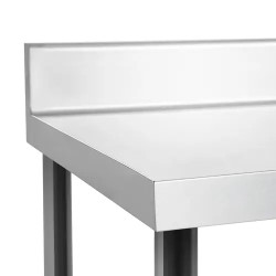 Royal Catering ruostumaton työpöytä 180 x 60 cm, 250 kg kantavuus, reunuksella