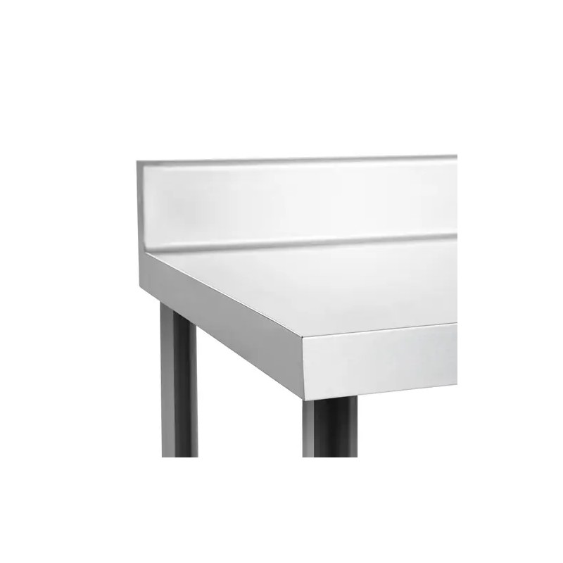 Royal Catering ruostumaton työpöytä 180 x 60 cm, 250 kg kantavuus, reunuksella