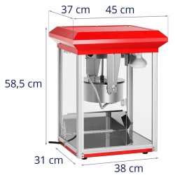 Popcornkone 1300 W, 5 kg/h, ECO, punainen, Royal Catering