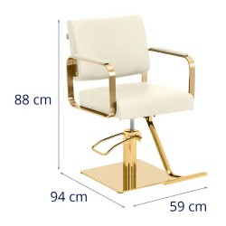 Physa Otley kampaajatuoli jalkatukella 50–66 cm kermanvärinen/kulta