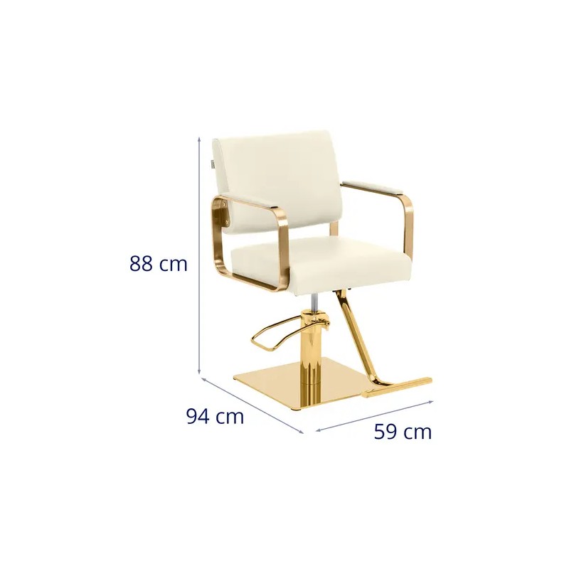 Physa Otley kampaajatuoli jalkatukella 50–66 cm kermanvärinen/kulta