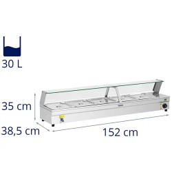 Bain Marie RCBM-5 lämpöhaude, 5 x GN 1/2, poistoventtiili, ruostumaton teräs