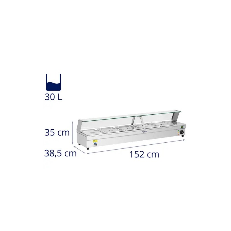 Bain Marie RCBM-5 lämpöhaude, 5 x GN 1/2, poistoventtiili, ruostumaton teräs