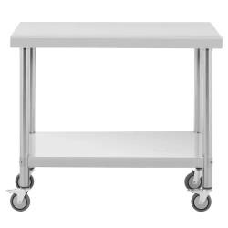 Royal Catering ruostumattomasta teräksestä valmistettu työpöytä pyörillä 60 x 100 cm