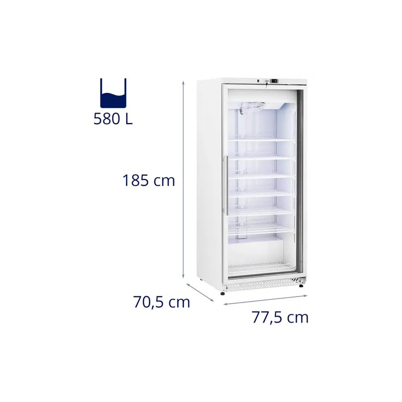 Royal Catering RCLK-F590GB pakastinkaappi 580 l lasiovella hopea