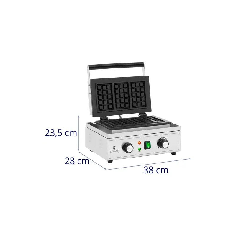Royal Catering belgialainen vohleirauta 1500 W, 3 vohelia, 50-300 °C