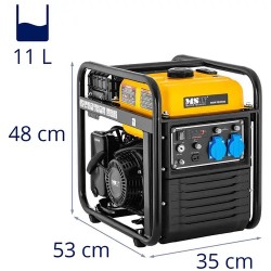 Invertterigeneraattori 3800 W 230 V AC / 12 V DC bensiinimoottorilla ja vetokäynnistyksellä