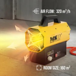 MSW kaasulämmitin 20 kW, 450 °C, 320 m³/h, jopa 160 m²