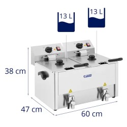 Royal Catering RCEF 13D-EGO sähkökaksosfriteeraaja 2 x 13 l 6500 W EGO-termostaatti