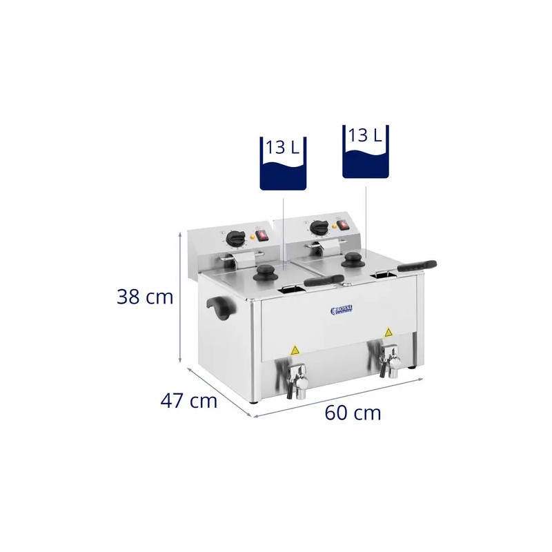 Royal Catering RCEF 13D-EGO sähkökaksosfriteeraaja 2 x 13 l 6500 W EGO-termostaatti