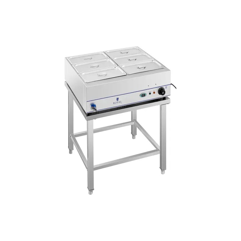 Bain-Marie vesihaude 2000 W, 6 x 1/3 GN-astia, alusta ja tyhjennyshana