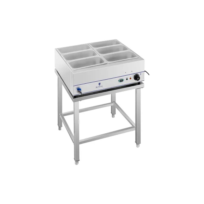 Bain-Marie vesihaude 2000 W, 6 x 1/3 GN-astia, alusta ja tyhjennyshana