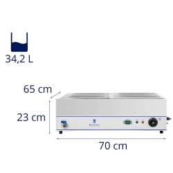 Bain-Marie vesihaude 2000 W, 6 x 1/3 GN-astia, alusta ja tyhjennyshana