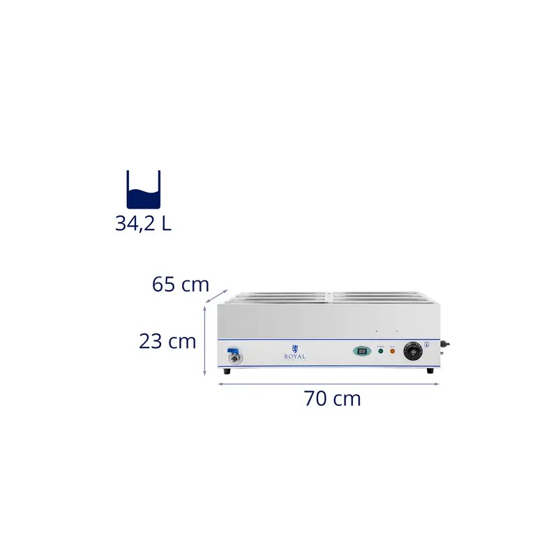 Bain-Marie vesihaude 2000 W, 6 x 1/3 GN-astia, alusta ja tyhjennyshana