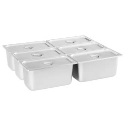 Royal Catering RCBM-6W-2000 Bain Marie -ruoanlämmitin 2000 W, 6 x 1/3 GN-astia, poistoventtiili