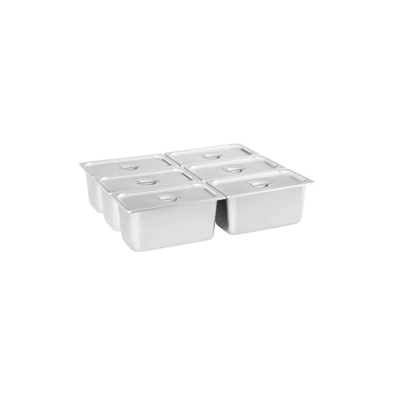 Royal Catering RCBM-6W-2000 Bain Marie -ruoanlämmitin 2000 W, 6 x 1/3 GN-astia, poistoventtiili