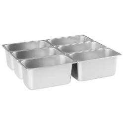 Royal Catering RCBM-6W-2000 Bain Marie -ruoanlämmitin 2000 W, 6 x 1/3 GN-astia, poistoventtiili