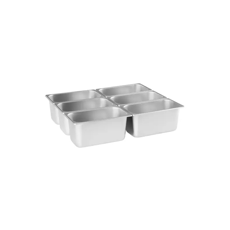 Royal Catering RCBM-6W-2000 Bain Marie -ruoanlämmitin 2000 W, 6 x 1/3 GN-astia, poistoventtiili