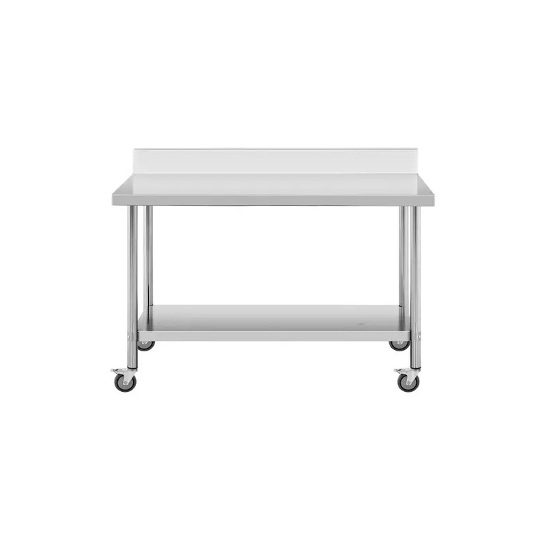 Royal Catering ruostumattomasta teräksestä valmistettu työpöytä pyörillä 60 x 150 cm