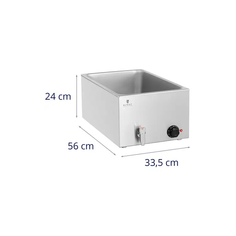 Royal Catering Bain Marie - 600 W - GN 1/1 - poistoventtiilillä