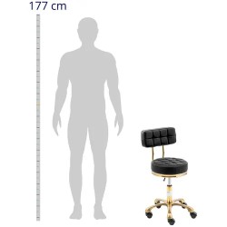 Physa Gela Black rollhocker-jakkara selkänojalla, 47-61 cm, 150 kg, musta