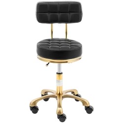 Physa Gela Black rollhocker-jakkara selkänojalla, 47-61 cm, 150 kg, musta