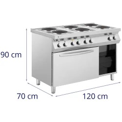 Royal Catering Elektroherd Gastro sähköliesi 15600 W, 6 levyä, kiertoilmauuni ja alakaappi