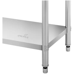 Royal Catering ECO ruostumaton työpöytä 200 x 60 cm, 500 kg kantavuus, välihyllyillä
